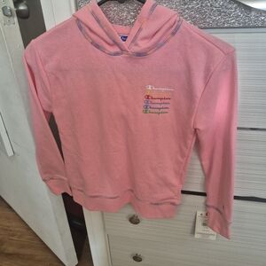 Champion Light Pink Sweatshirt with Multicolor Logo